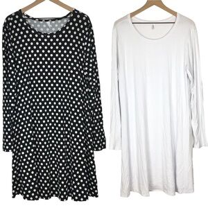 POPYOUNG Lot of 2 Swing Dress T Shirt Style Long Sleeve Stretchy Dots Size 3XL